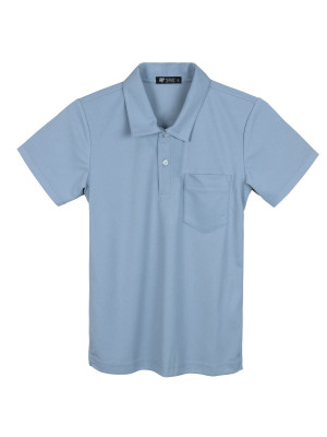 เสื้อโปโลรีไซเคิลแขนตรง — สีฟ้า