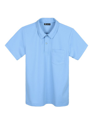 เสื้อโปโลรีไซเคิลแขนตรง — สีฟ้าอ่อน