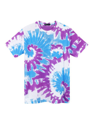 เสื้อยืดคอกลมผ้าพิมพ์ลายมัดย้อม — สีม่วง...