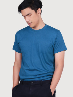 เสื้อยืดคอกลมท็อปดาย — สีฟ้า