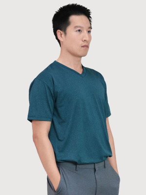 เสื้อยืดกีฬาคอวี — สีเทอร์ควอยซ์