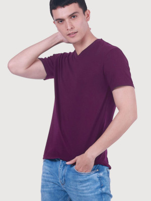 เสื้อยืดคอวี — สีม่วง