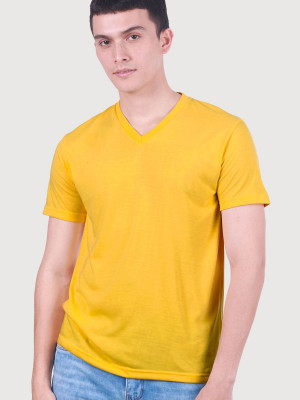 เสื้อยืดคอวี — สีเหลืองเข้ม