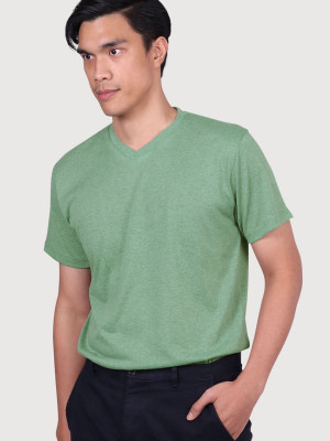 เสื้อยืดคอวีท็อปดาย — สีเขียว
