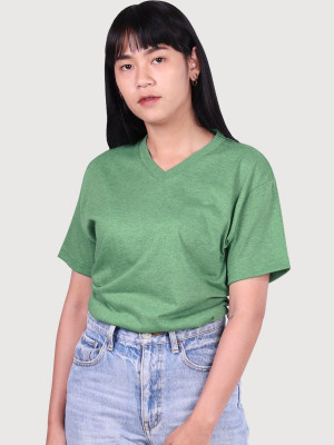 เสื้อยืดคอวีท็อปดาย — สีเขียว