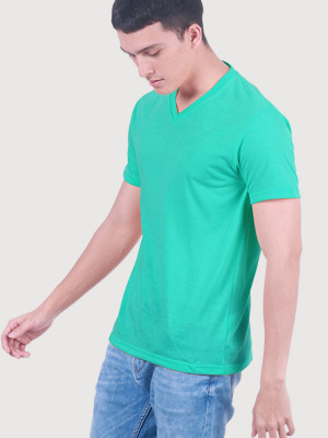 V-neck t-shirt, turquoise green