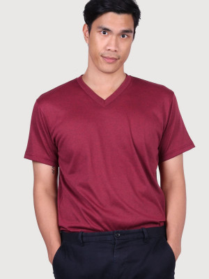 V-neck top dye t-shirt, red