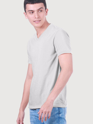 เสื้อยืดคอวี — สีเทาอ่อน